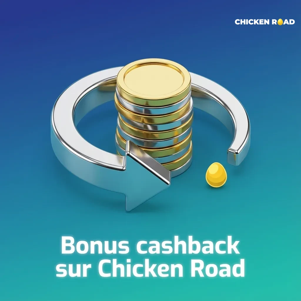 Visuel promo Chicken Road expliquant le bonus cashback qui rembourse une partie des pertes des joueurs réguliers