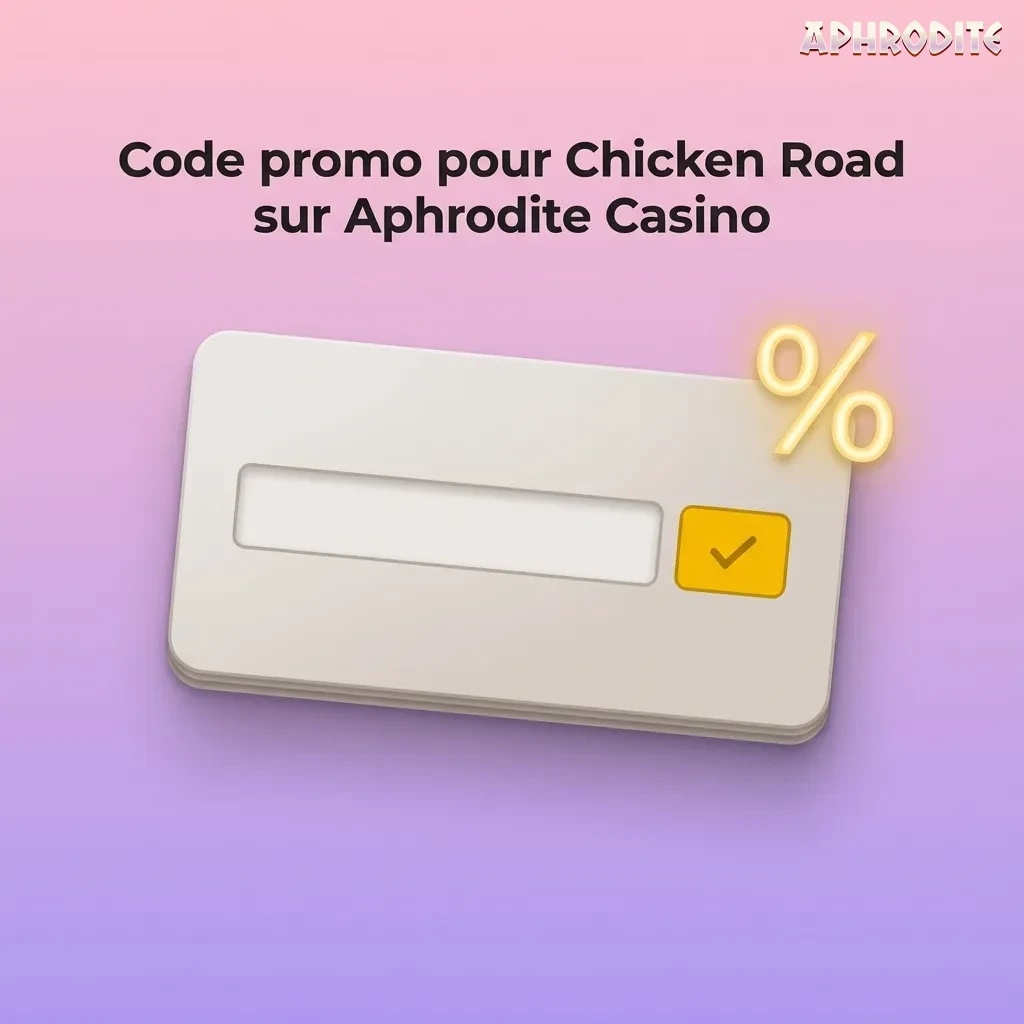 Bannière casino Aphrodite : code promo CHICKENFR pour bonus de dépôt sur le jeu Chicken Road
